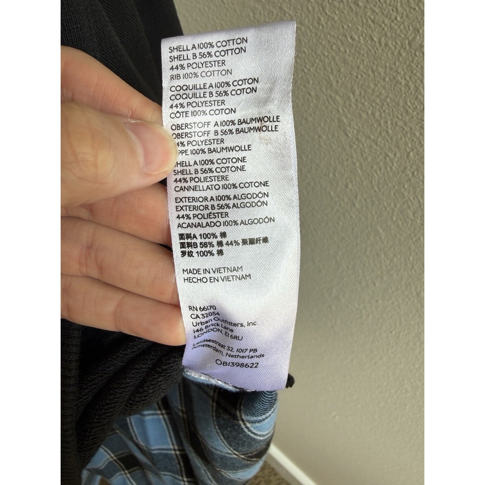 Pilcro x Anthropologie Contrast Flannel Plaid Sweatshirt Blue Black Womens S - Picture 6 of 9